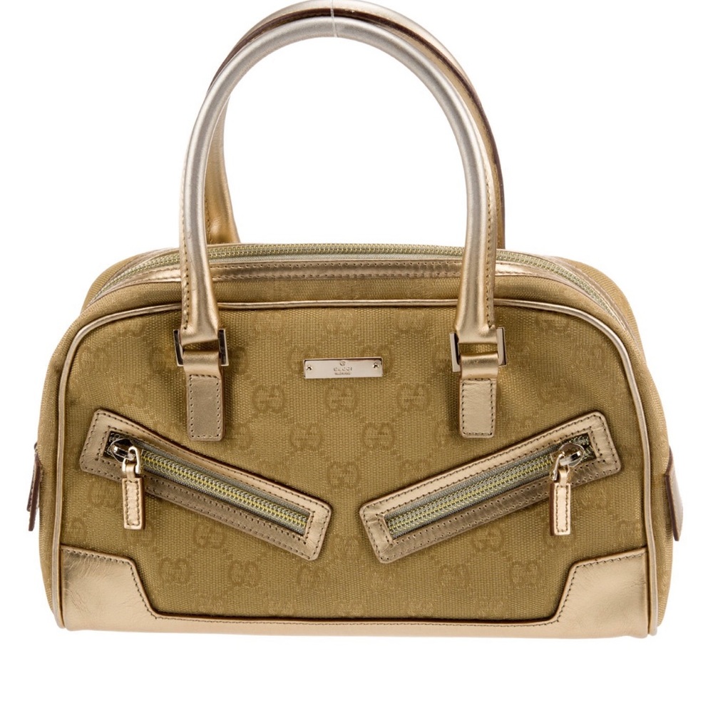 Vintage Gucci GG Canvas with Leather Bowling Satchel Bag 000 0852 2123  VGUC